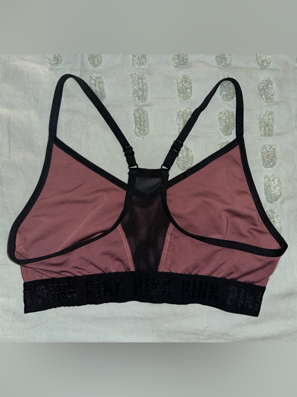 Victoria’s Secret Mauve Bralette w/ Mesh Racer Back Black Trim Shimmer Logo - Picture 5 of 15